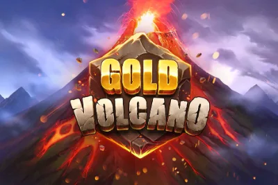 Portada de la tragamonedas Gold Volcano de Play'n GO con un volcán en erupción