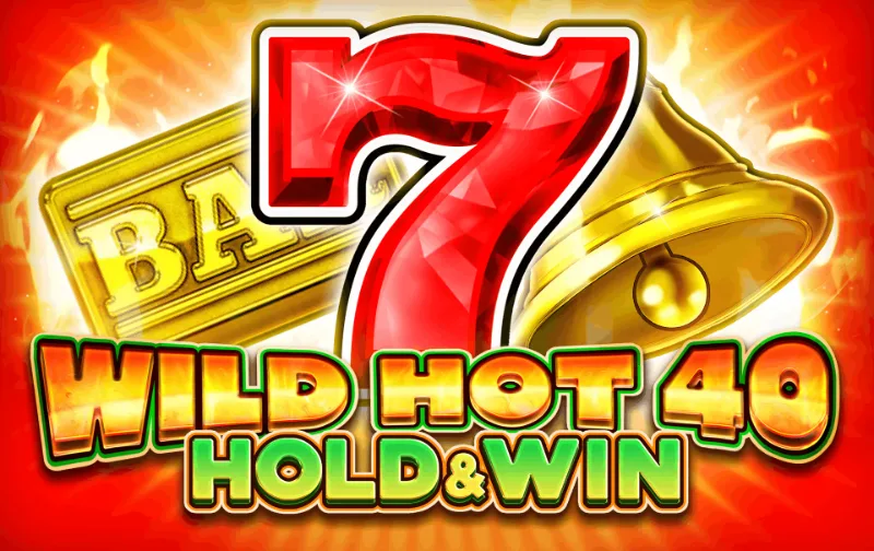 Logotipo de Wild Hot 40 Hold and Win con el siete rojo y la campana dorada sobre fondo naranja